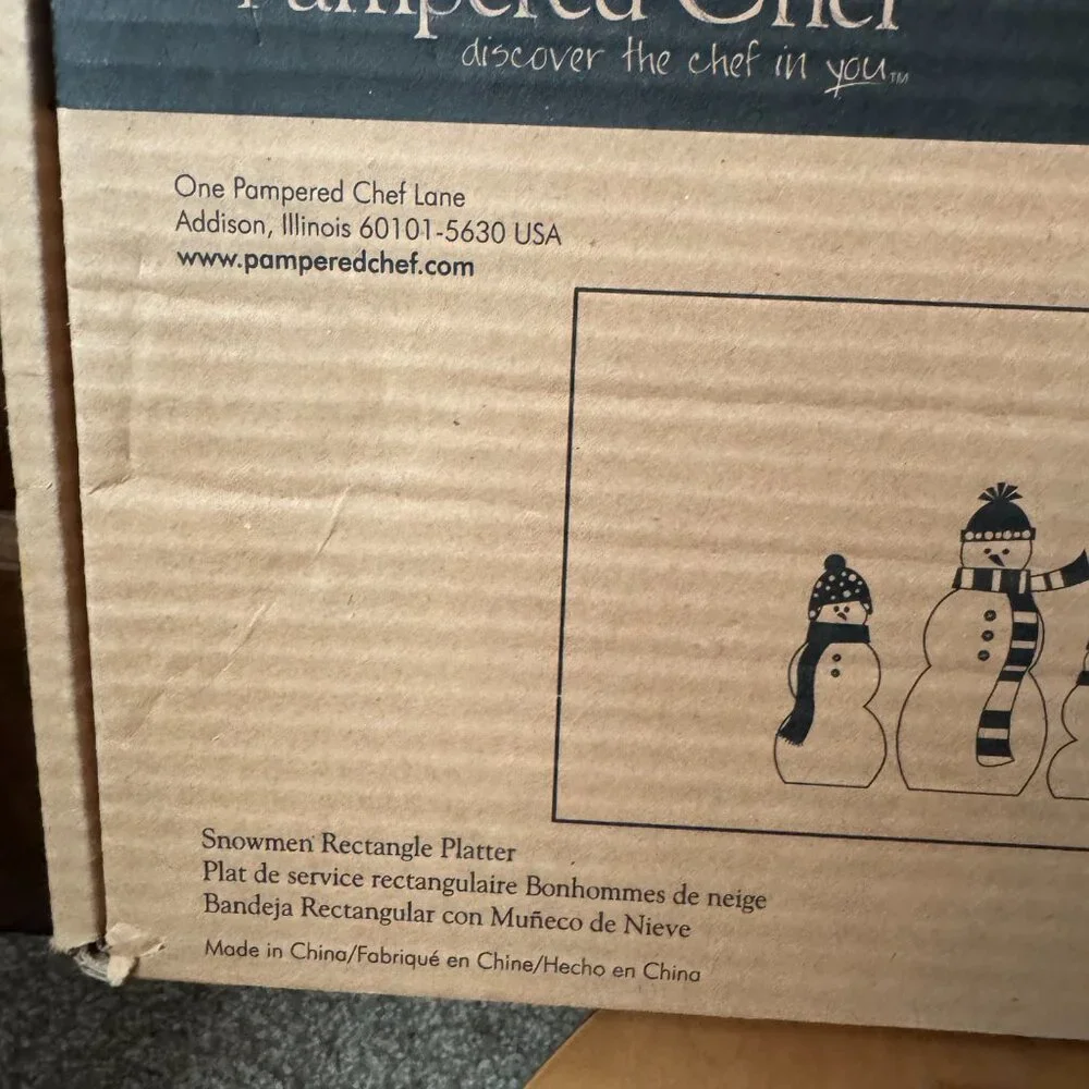 The Pampered Chef - Snowmen Rectangle Glass Platter